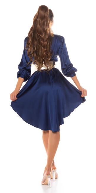 hoog-laag jurk marineblauw